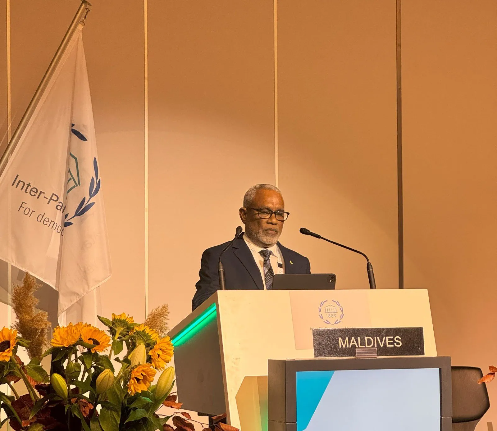 Speaker Abdul Raheem Abdulla at 149th Inter-Parliamentary Union (IPU) Assembly (Photo/ Parliament)