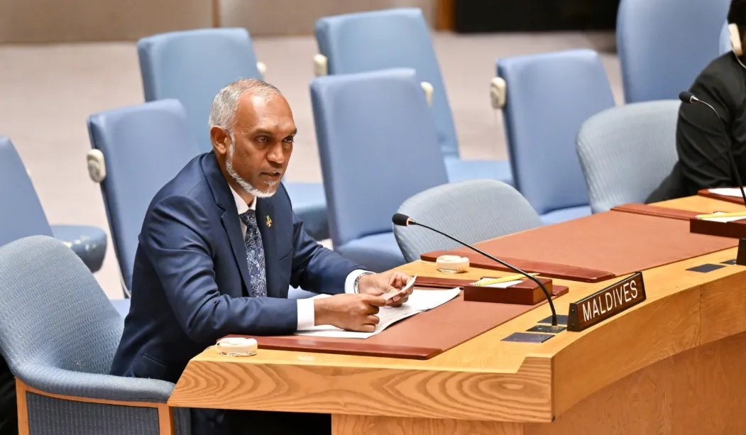 President Dr. Muizzu at UN Security Council High-level open debate on ‘Leadership for Peace: United in Respect of the UN Charter, in Search of a Secure Future’ (Photo/President’s Office)