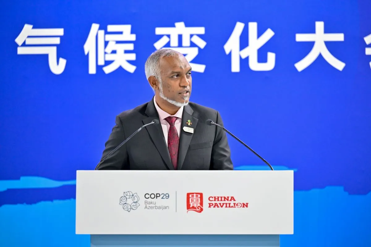 President Dr. Muizzu at the  launch of the International Zero Carbon Island Cooperation Initiative (Photo/President's Office)