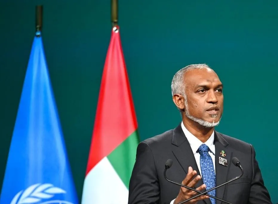 President Dr. Mohamed Muizzu speaking at COP 28 - United Nations Climate Change Conference  held last year (Photo/ President's office)