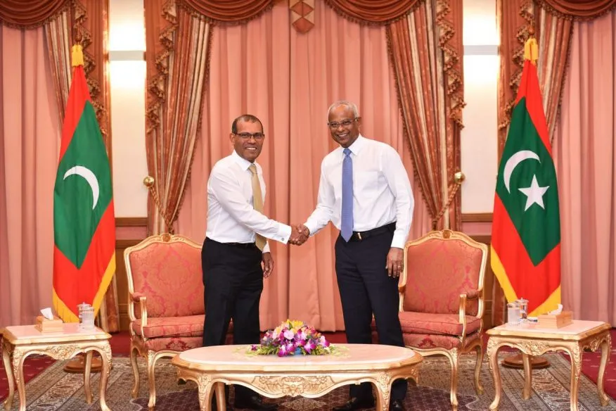 Nasheed and President Ibrahim Mohamed Solih. Source: President Office