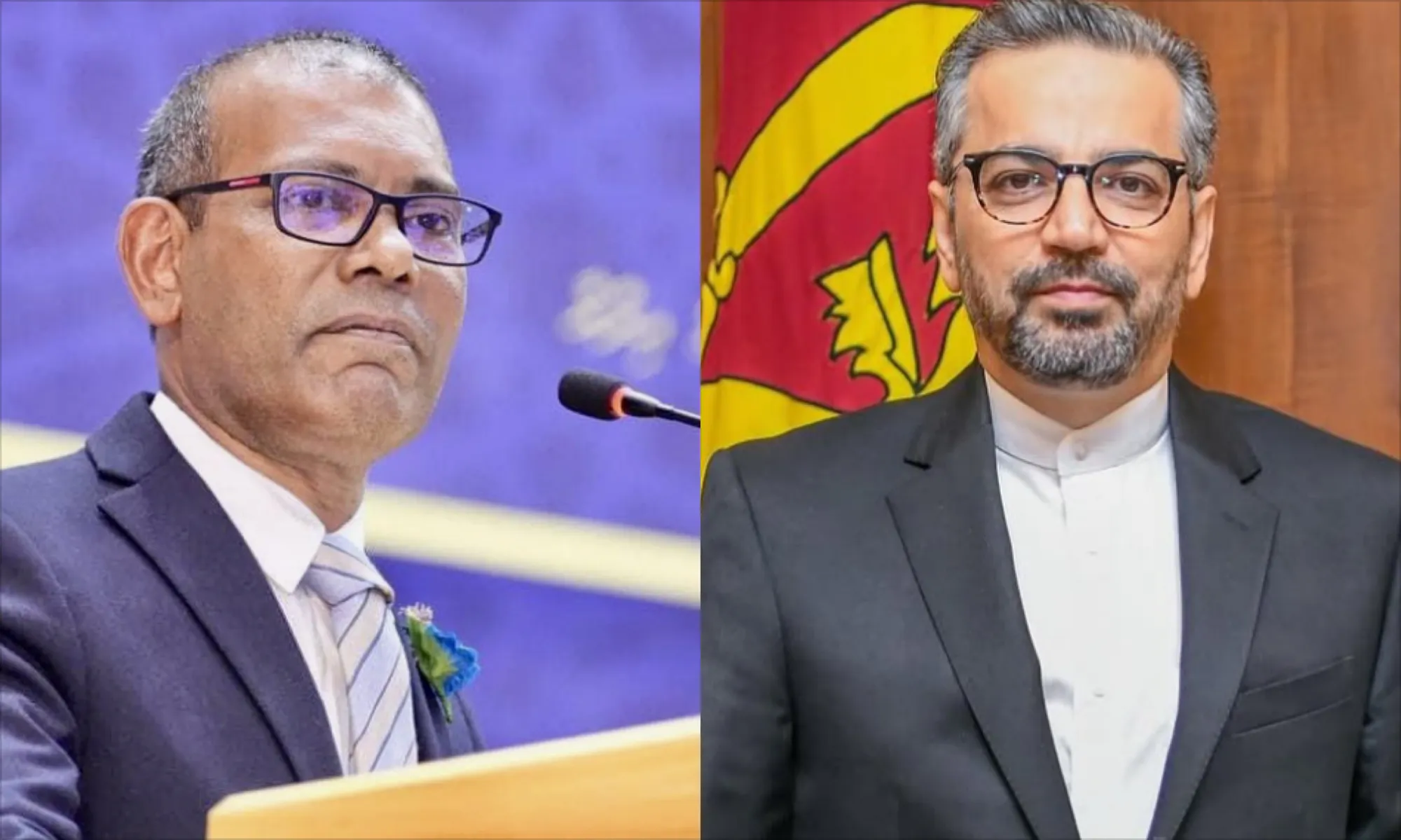 Former President Mohamed Nasheed (L) and  Iranian Ambassador to Sri Lanka Dr. Alireza Delkhosh (R)