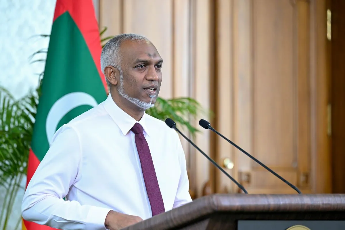 President Dr. Muizzu at press conference today (Photo/President's Office)