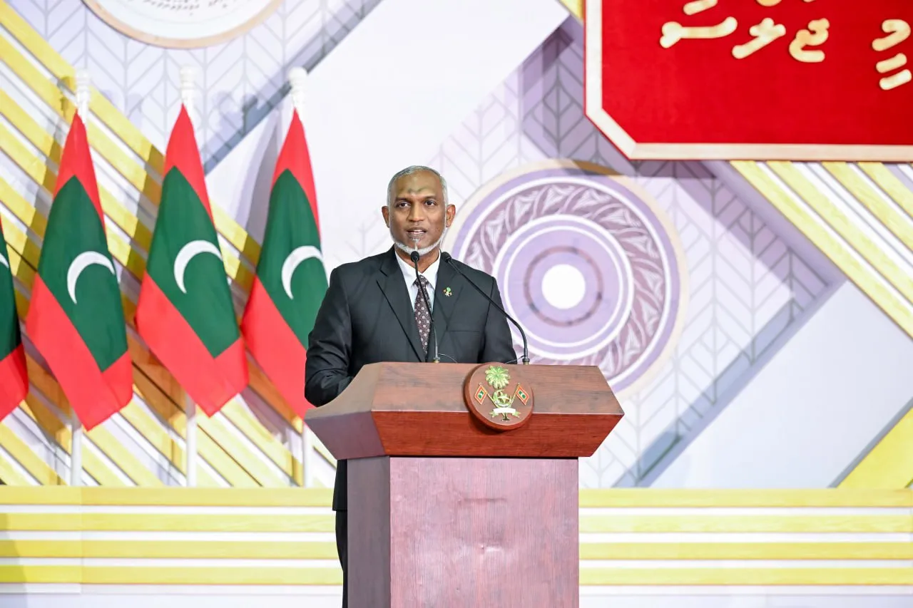 President Dr. Muizzu speaking at Independence Day ceremony last night (Photo/President’s office)