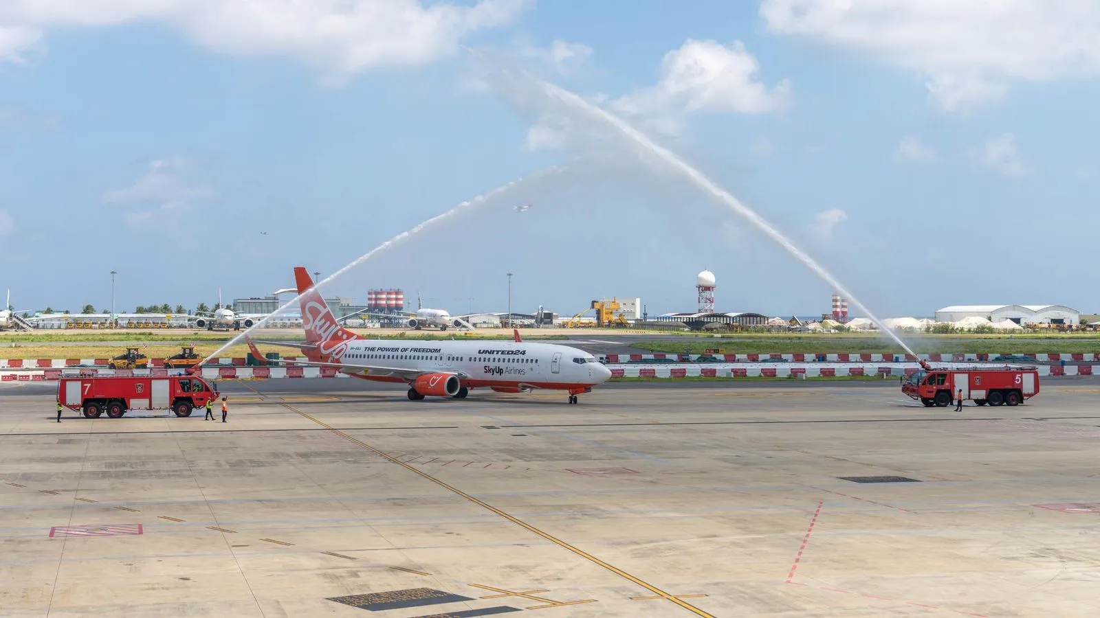 US-Bangla Airlines flight being welcomed in VIA terminal 1 (Photo/MACL)