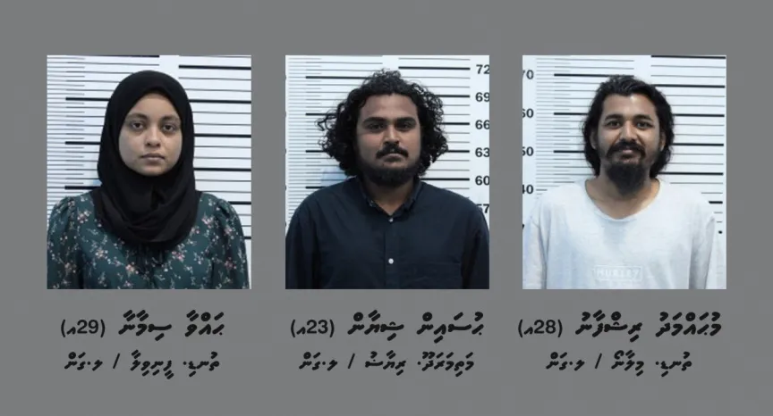 Three suspects arrested from Hiyaa apartment with drugs and alcohol. (Photo/Maldives Police Service)