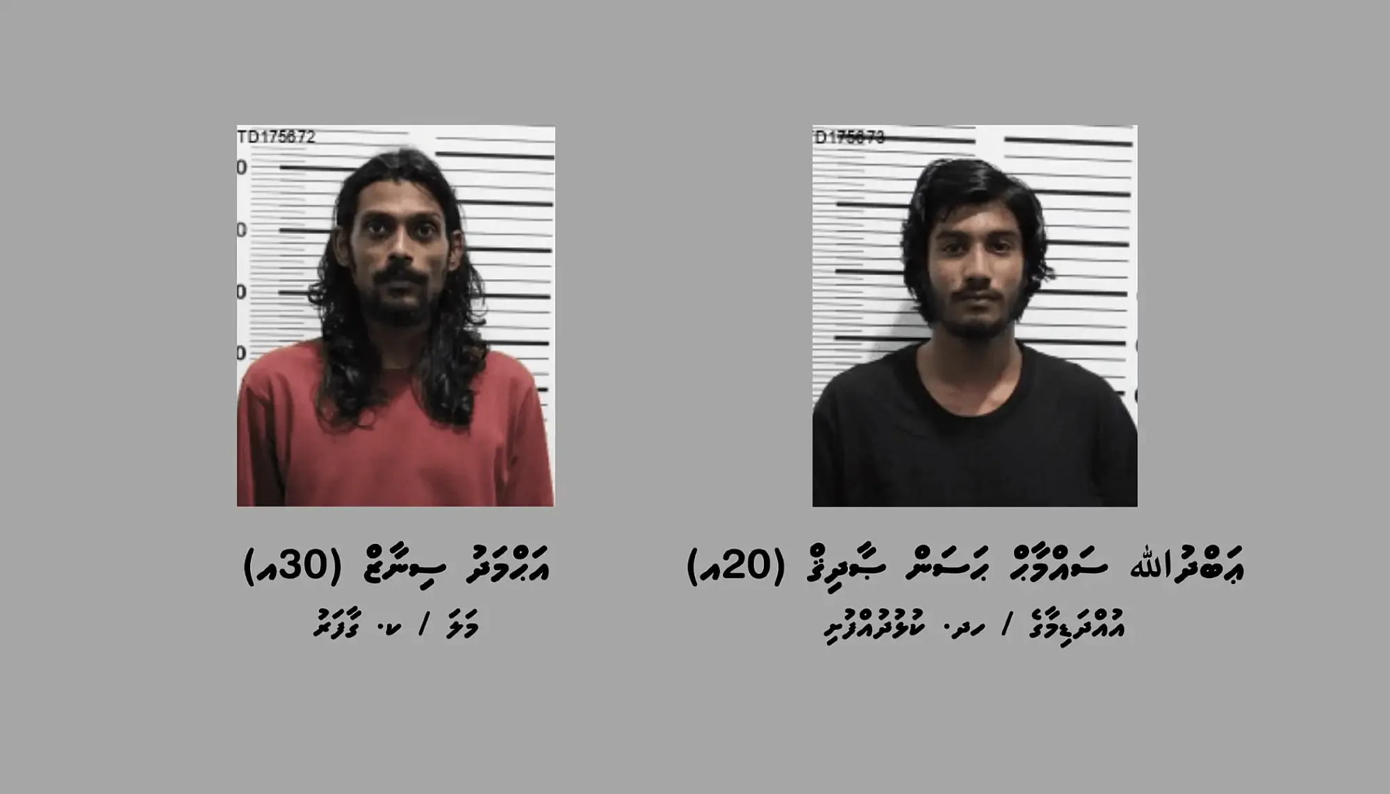 ފުލުހެއް ގައިގައި ސައިކަލުން ޖެއްސި މައްސަލާގައި ހައްޔަރުކުރި މީހުންގެ ތެރެއިން ފުލުހުން ވަނަވަރު އާންމުކުރި 2 މީހުން؛ އެކްސިޑެންޓްކޮށްލި ސައިކަލުގައި ތިބީ މި މީހުން- ފޮޓޯ/ ޕޮލިސް
