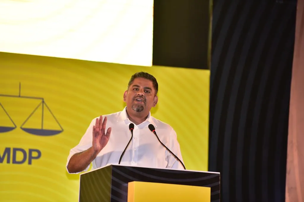 Mabrook Azeez speaking at the rally. Picture: Voice