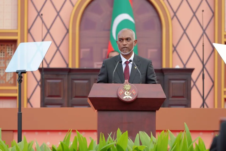 Dr. Mohammed Muizzu addresses the nation after being sworn in as President-- Photo: Majlis