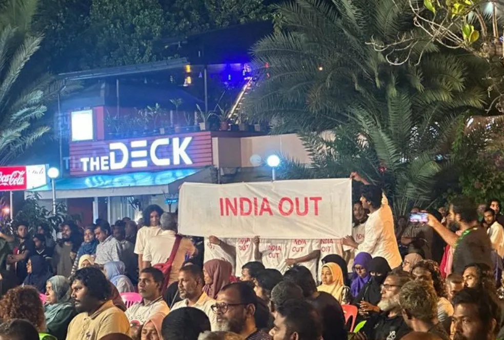 India Out banner held at last night's rally---picture: Voice