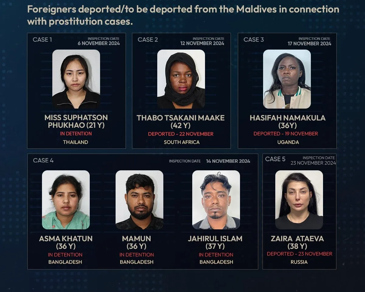 Seven foreign nationals arrested for their involvement in prostitution (Photo/Immigration via X)