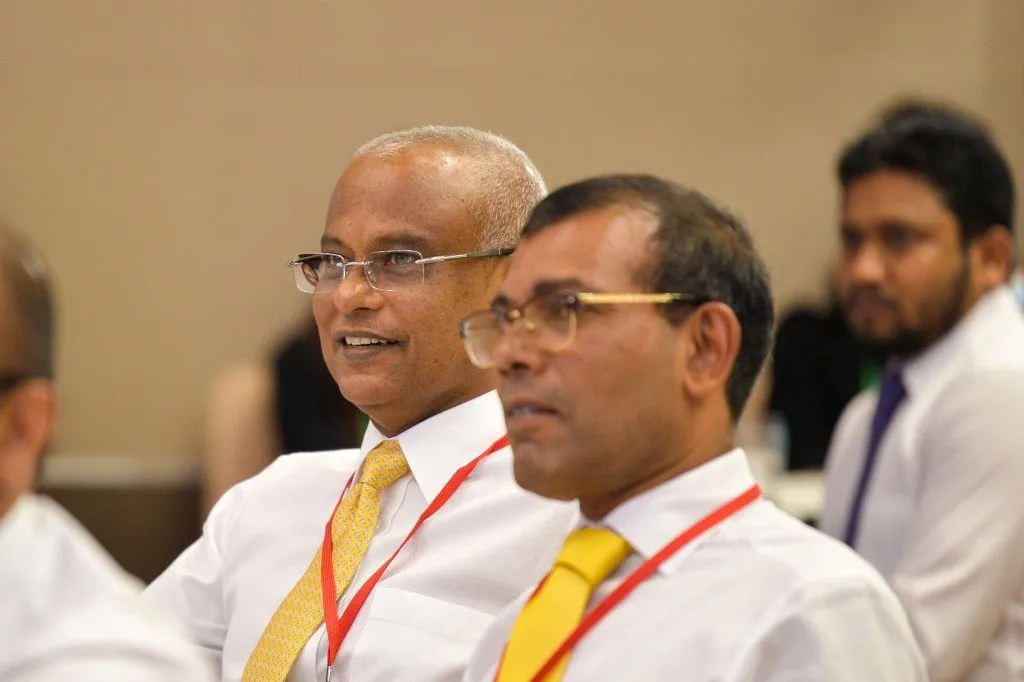Former President Ibrahim Mohamed Solih (L) and Former President Mohamed Nasheed (R) (Photo/MulhiRaajje)