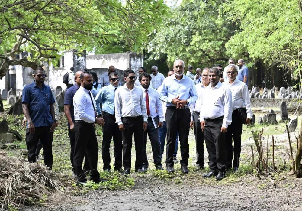 President Dr. Muizzu visiting the historical sites at HA. Thakandhoo (Photo/President's Office)