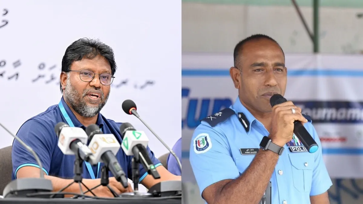 Former MTCC CEO and MD, Abdulla Ziyad (left) and newly appointed Ahmed Saudhee (right)