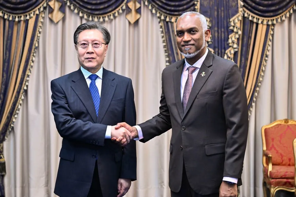 Vice Chairman of the Standing Committee of the 14th National People’s Congress (NPC) of the People’s Republic of China,  Wang Dongming and president Dr. Muizzu (Photo/President's Office)