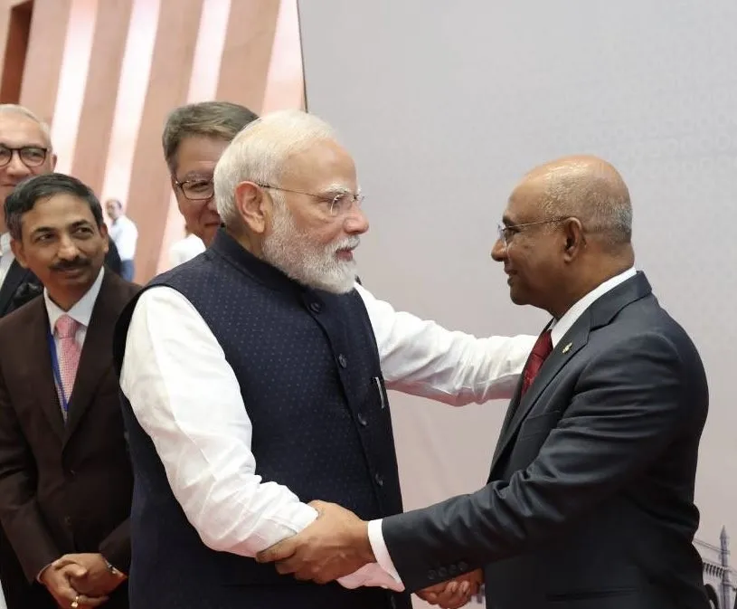 Indian Prime Minister Narendra Modi and Maldivian Democratic Party (MDP) President Abdulla Shahid (Photo/ Abdulla Shahid via X)