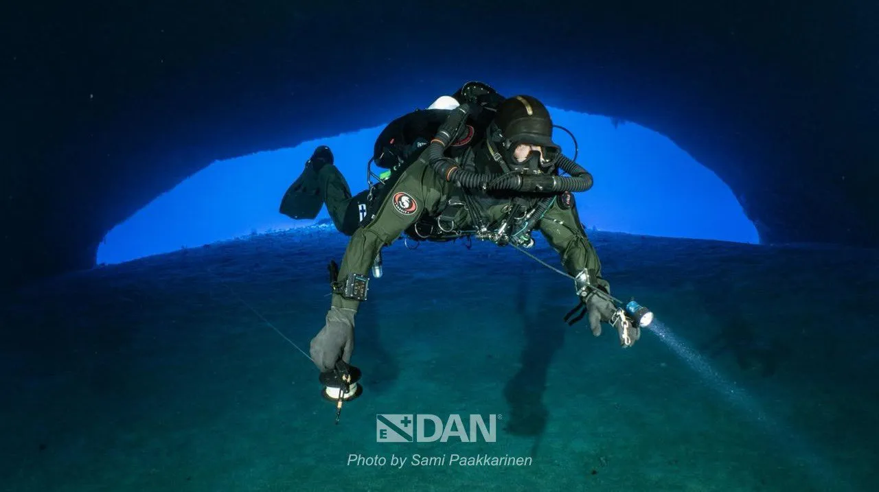 Finnish team diver during the recovery mission (Photo/DAN)