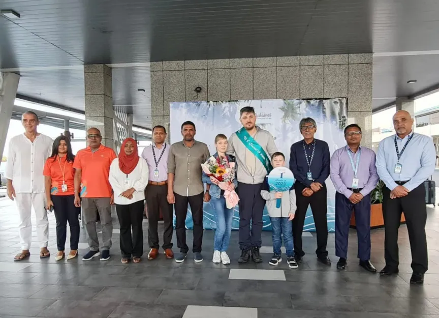 The first tourist welcomed by senior officials.
