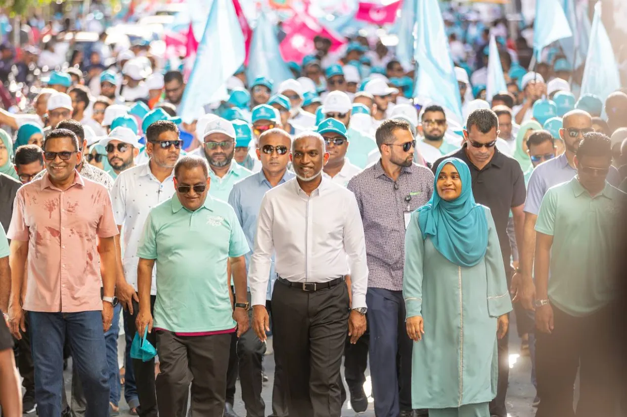 President Dr. Muizzu at the final day rally marking the end of the campaign for parliament