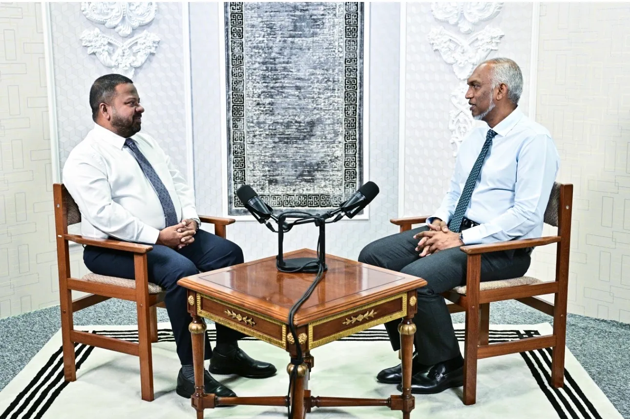 President Dr. Muizzu druing a Pulse podcast episode (Photo/President's Office)