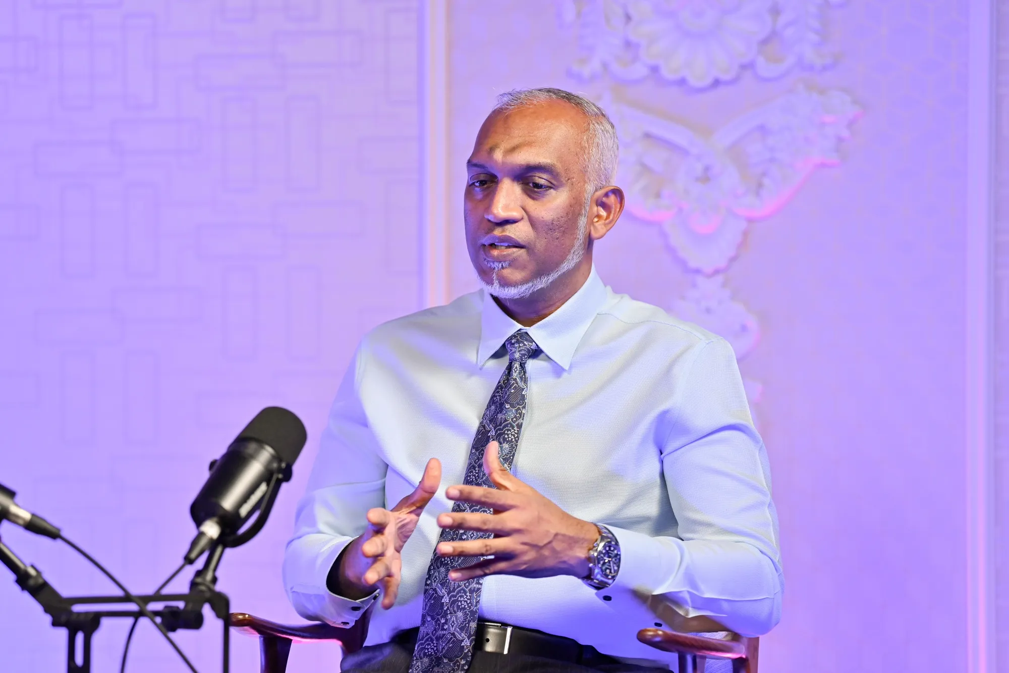 President Dr Muizzu speaking at the podcast today (Photo/President's Office)