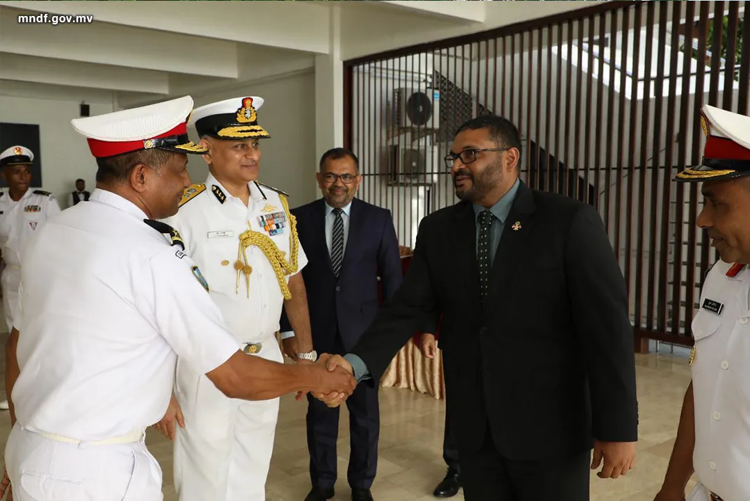Defense Minister Mohamed Ghassan Maumoon inaugurates the trilateral exercise 'Dosti-16'. (Photo/MNDF)
