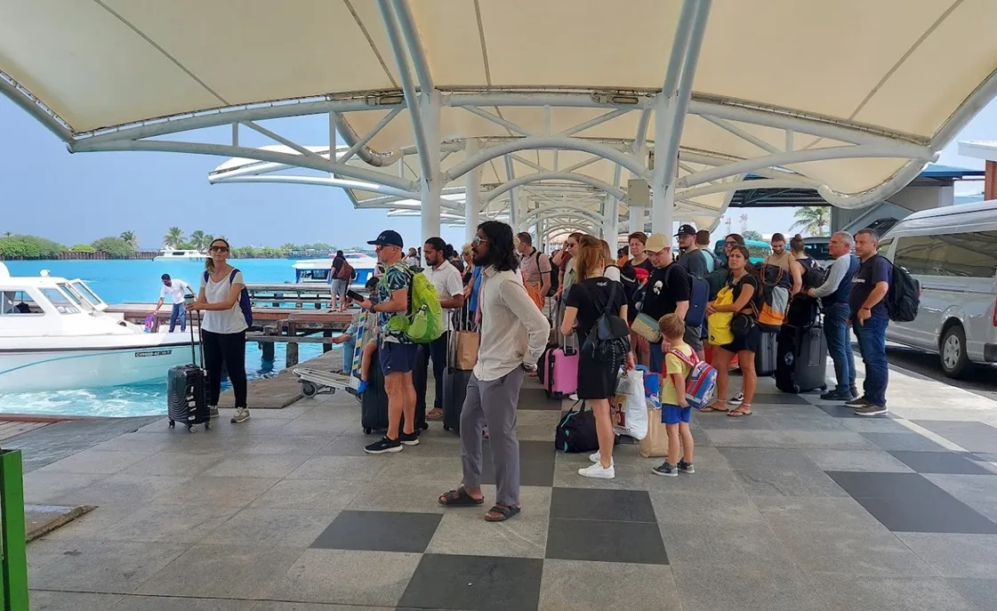 Tourists at VIA jetty