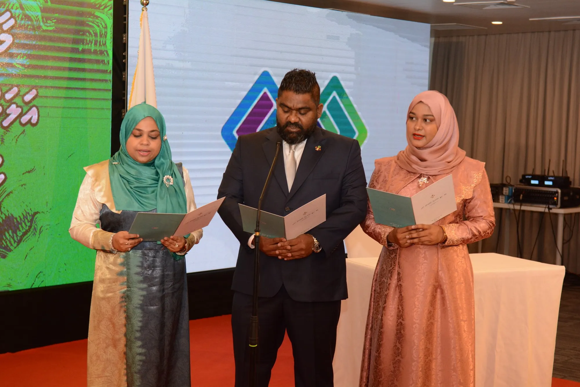 Three newly elected members of the city council oath taking- Photo: Malé City Council