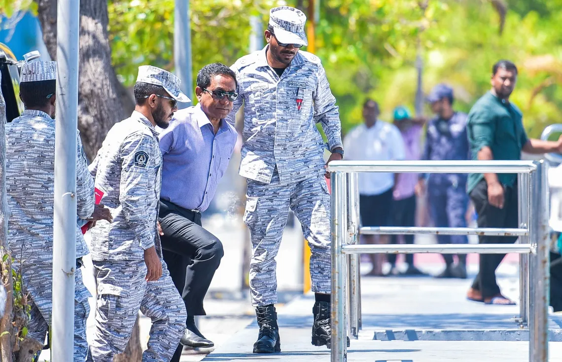 President Yameen being transported to Jail. Source: Corrections