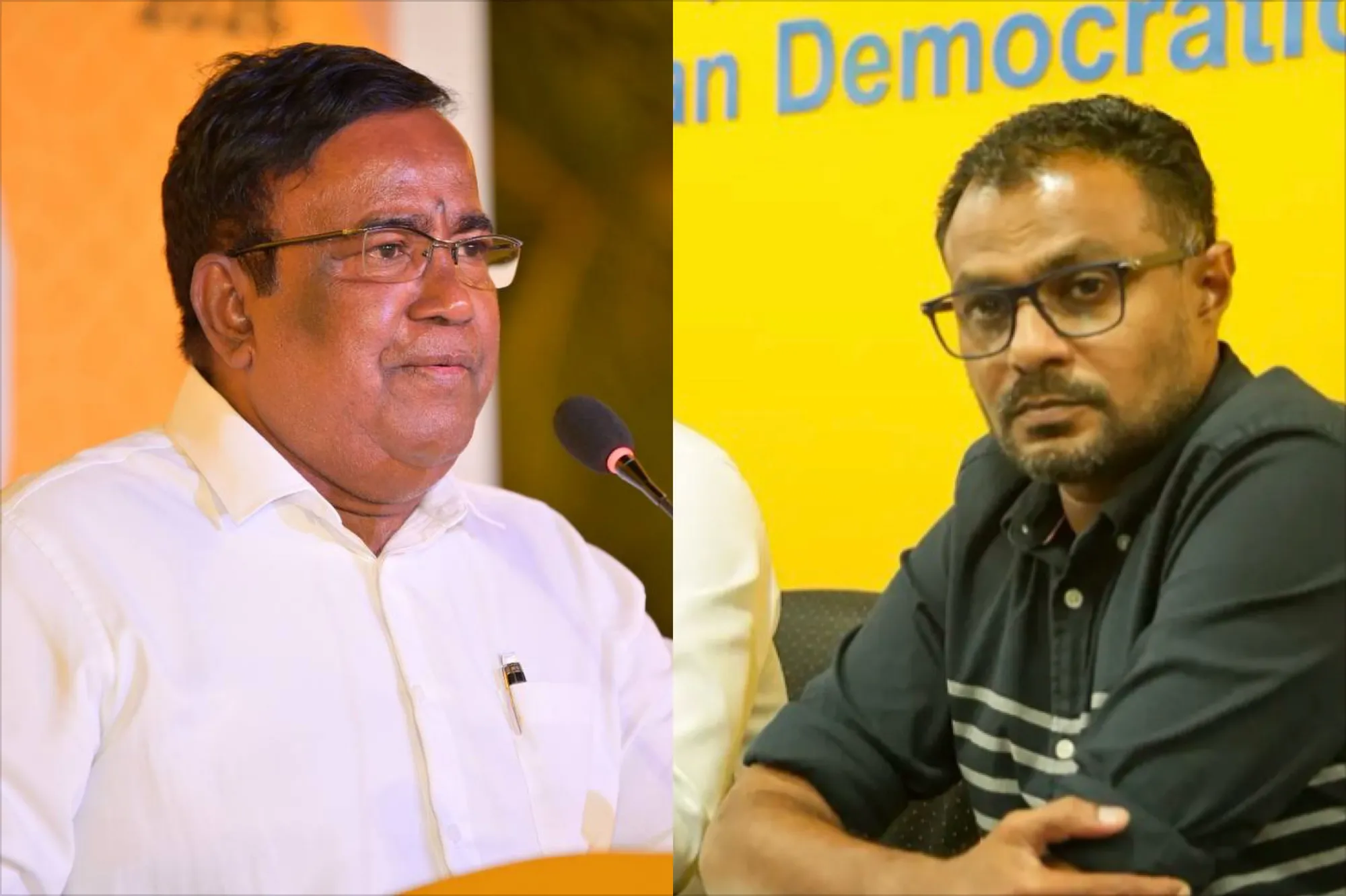 Chair of the MDP Appeals Board, Ahmed Abdulla Afeef (R) and Interim Chairperson Abdul Ghafoor Moosa (L)